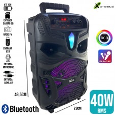 Caixa de Som Bluetooth 40W RGB NDR-P55 X-Cell - Preta